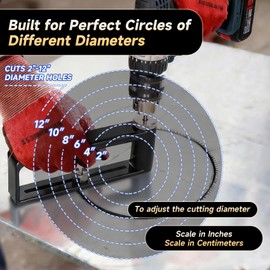 Adjustable Sheet Metal Hole Cutter, 2 to 12" Metal Hole Saw for 1/4" Drill, Duct Hole Cutter for HVAC Ductwork Roofing, Metal Circle Cutter for 24Ga Steel and 26Ga Stainless Steel