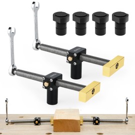Set of 2 Table Workbench Clamp with 4 Bench Dogs for Bench Hooks, 19 mm Hole Upgrade, Woodworking Desk Clip, Quick Fixed Clamp, Brass Mounting Vice, Desk Clip