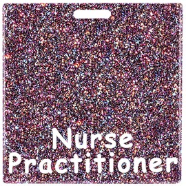 Abamilaka Nurse Practitioner Badge Buddy Card Iridescent Bling Acrylic Badge Reel Holder Buddies Horizontal Identification Tags Glitter ID Name Cards Nurse Gifts for Women Nursing Accessories