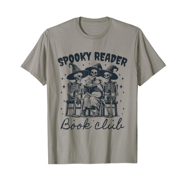 Spooky Reader Book Club Skeleton Witch Cat T-Shirt