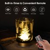 Eywamage Battery Operated Glass Table Lamp, Boho Green Ferns Leaves