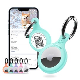 AirTag Holder & AirTag Keyring for Pets. Cat Tracker, Dog Tracker & Smart QR ID for Instant Location to Owner when Scanned. Online Pet Profile, Contact Info. Cat AirTag Collar GPS Tag & App (Tiffany)