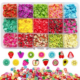 9000Pcs Fruit Nail Art Slices Fruit Slices for DIY 3D Polymer Slices Making Polymer Clay Slices for Nail Art（15 Styles）