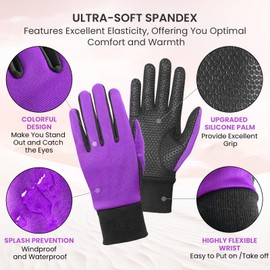 Golf Gloves Women's Winter Anti-Slip Gloves for Both Hands Windproof, Thermal, Lightweight, Waterproof Sports Gloves with Sleeves for Cold Protection 19 20 21 (Purple, 21)