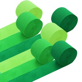 CC wonderland zone 6 Rolls Green Crepe Paper Streamers for Party Decorations-4.5CMx25M Each Roll(Light Green,Green,Dark Green)