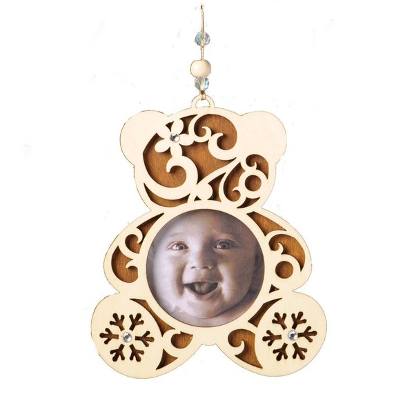 Enesco Flourish Baby's 1st Christmas Picture Frame Ornament, 4-Inch