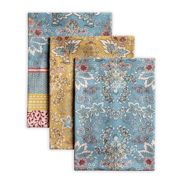 Maison d' Hermine Marquise 100% Cotton Set of 3 Multi-Purpose Kitchen Towels Soft, Absorbent Tea Towels, Bar Towels Spring / Summer (50 cm x 70 cm)