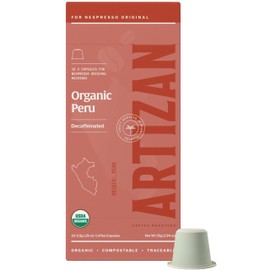 Artizan Coffee USDA Organic Espresso Coffee Capsules For Nespresso Original | Peru Decaf Single Origin | 20 Compatible Compostable Pods