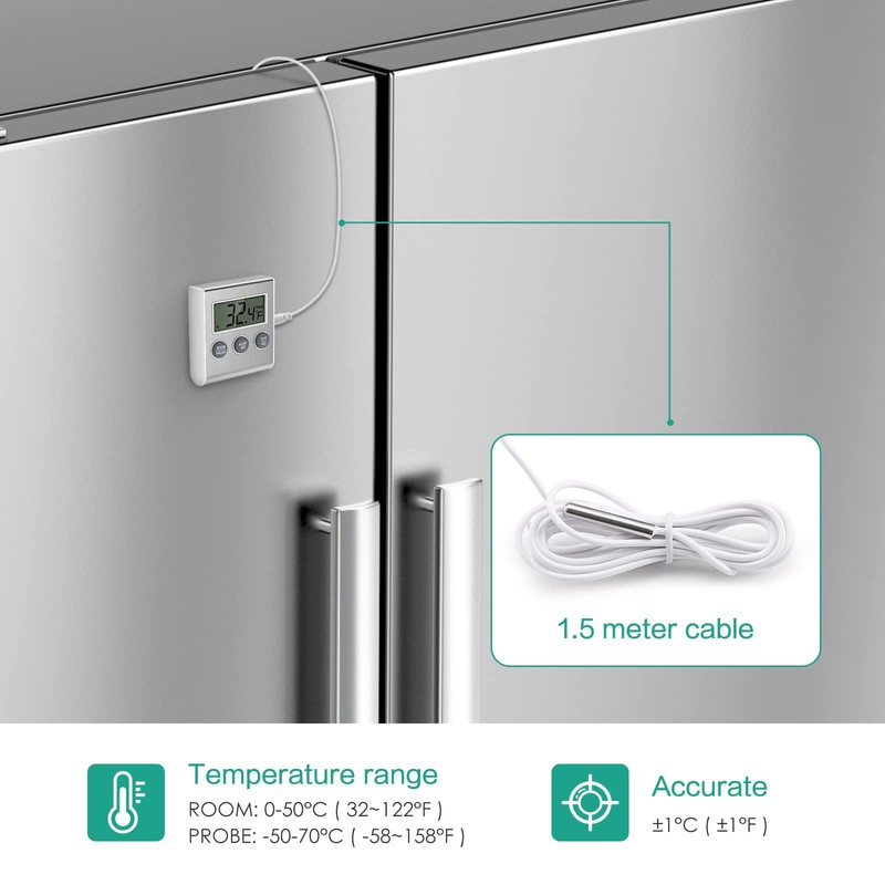 ORIA Refrigerator Thermometer, Digital Fridge Thermometer with High Low Temperature