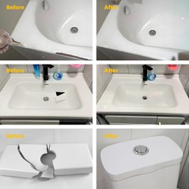 CTUYSY Porcelain Sink Repair kit White, Enamel, Fiberglass, Ceramic Sink, Tub Tile Toilet Shower Kit,Porcelain Sink chip Filler Acrylic Bathtub Repair Kit for Cracks Chips Dents Holes