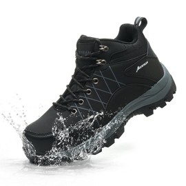 MENYBAN Steel Toe Boots for Men Waterproof Wide Width Slip Resistant Safety Toe Sneakers Puncture Proof Durable Construction Work Shoes for Outdoor Industrial Use(black 40)