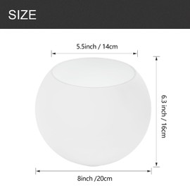 Fixture Replacement Globe Shade with 1.65 Inch Fitter, 8 Inch Diameter, E26 Base 1-5/8 Inch Fitter, Glass Lampshade Cover for Pendant Wall Sconce Chandelier Vanity Light (White Frosted)