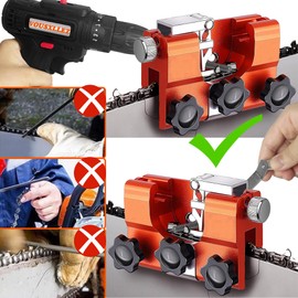 VOUSXLLEZ 2025 Upgraded Chainsaw Sharpener,Chain Saw Sharpening Jig,Hand-Cranked Chainsaw Sharpening Jig Kit with 5Pcs Tungsten Carbide,Chain Saw Sharpener Tool,4"-22" Chain Saws (Orange)
