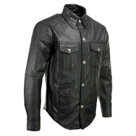 Milwaukee Leather Men's Premium Leather Casual Biker Rider Shirt w/Vintage 5 Cent Buffalo Buttons - 3X-Large