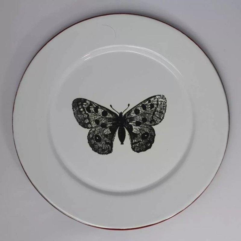 Esmalte Morillas Plato En Peltre Con Diseño De Mariposa De