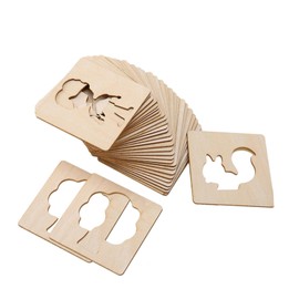 Perfeclan Drawing Stencils for Kids, Wooden Chalk Stencils, Educational DIY Painting Stencils, Coloring Templates for Toddlers, Crafts, 32 Pieces