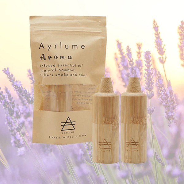 Ayrlume Aroma Lavender Personal Air Filter 2 Pack - Infused with Essential Oils Lavender - Odor and Smoke Eliminator