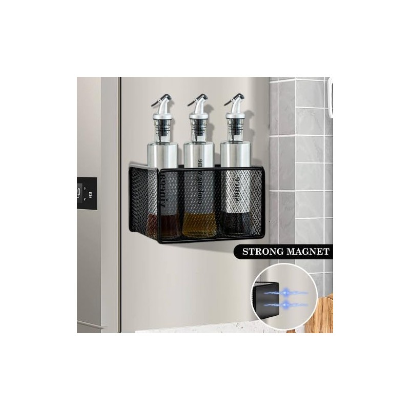 Culinavog Magnetic Shelf, Spice Rack, Magnetic Fridge Shelf, Kitchen Organiser,