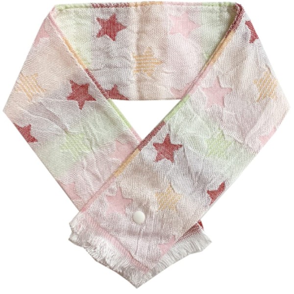 Seikan Eco de Cool PCCS-100 RE Cold Pack Pocket Scarf with Buttons, Approx. 3.1 x 25.6 inches (8 x 65 cm), Red, Colorful Star
