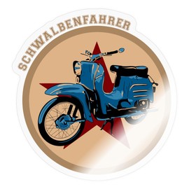 Spreadshirt Swallow Driver Simson Schwalbe Vintage Sticker, 10 x 10 cm, Transparent Glossy