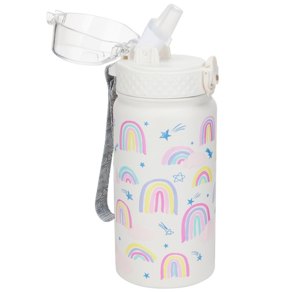 GOPPUS 14oz Kids Water Bottle with Straw Lid Insulated Reusable