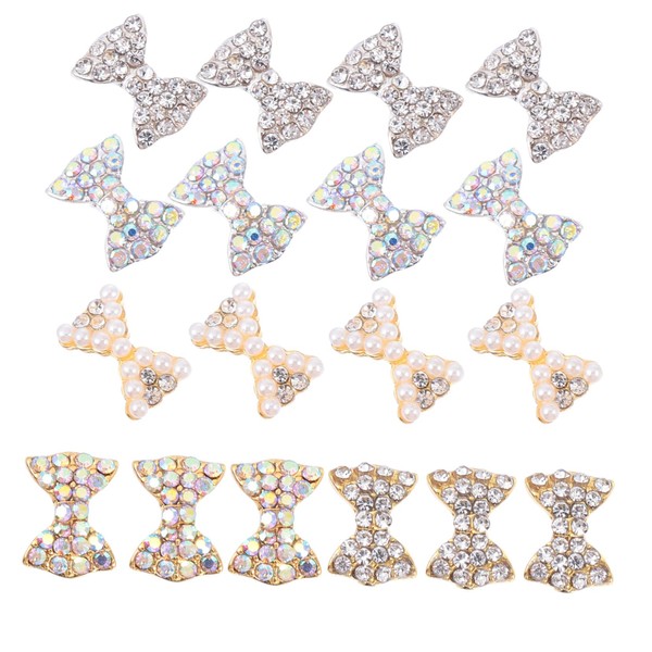 Healeved 50pcs Nail Art Bow Tie Charms Rhinestone Nail Decoration