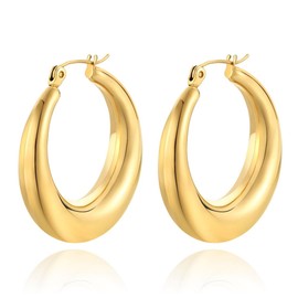 FDCGAS Earrings - 1 Pair of Hoop Earrings for Women, Hypoallergenic Hoop Earrings, Silver Earrings, Gold for Women and Girls, Metal
