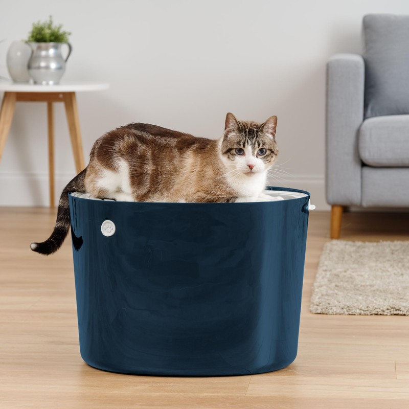 IRIS USA Cat Litter Box, Large Top Entry with Litter