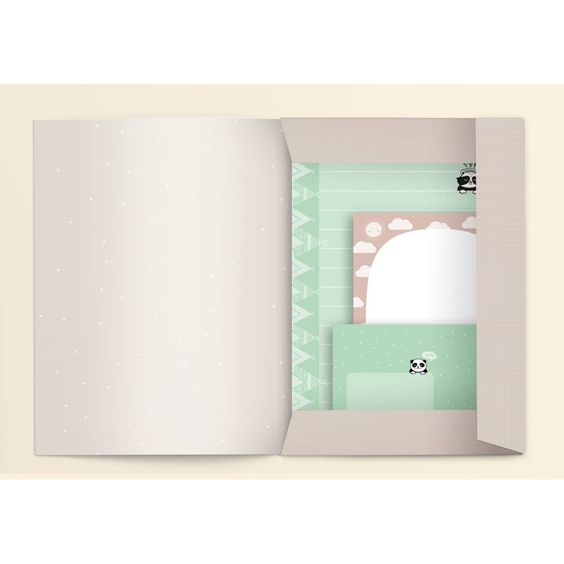 Panda Stationery Set for Children: 25 sheets DIN A5, liniert