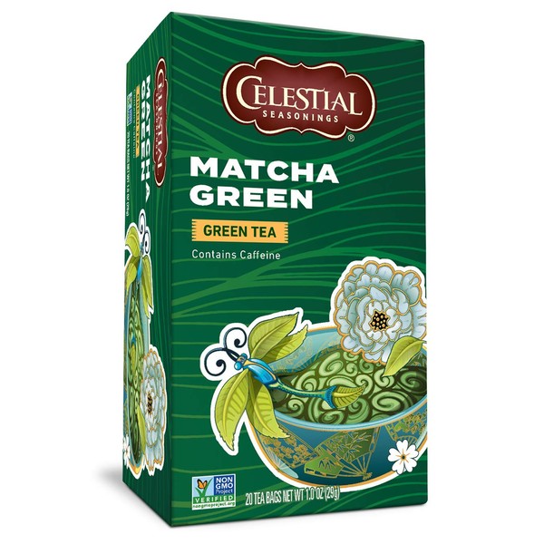 Celestial Seasonings Green Tea, Matcha Green, Contains Caffeine, 20 Tea Bags (Pack of 6)