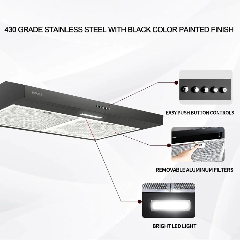 3 Speed Under Cabinet Range Hood Stainless Steel Vent for