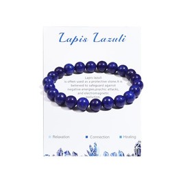 Pingyongchang Healing Crystal Stone Bracelets for Women Men Stress Relief Anxiety Yoga Bracelet Semi-Precious Gemstone Bracelets Healing Gifts birthday Gifts for jade bracelet-Lapis Lazuli