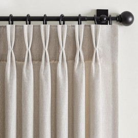 Pinch Pleated 92 Inch Curtains 2 Panels for Living Room,Light Brown Linen Curtains 92 Inches Long Pinch Pleat Drapes for Track System Light Filtering Semi Sheer Curtains for Dining Bedroom Office