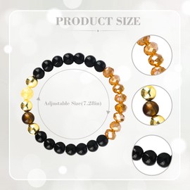 Money Wealth Success Bracelet Protection Bracelet for Men Women 8mm Natural Stone Crystal and Obsidian Lucky Bracelet Healing Calming Anxiety Stress Relief Gifts
