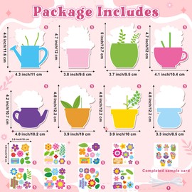 ANGOLIO Mother's Day Craft Kit for Kids - 40Sets Mother's Day Flowers DIY Paper Craft Kit Make Your Own Flower Pot Hanging Ornaments with Floral Stickers for Mom Ladies Classroom DIY Art Activities