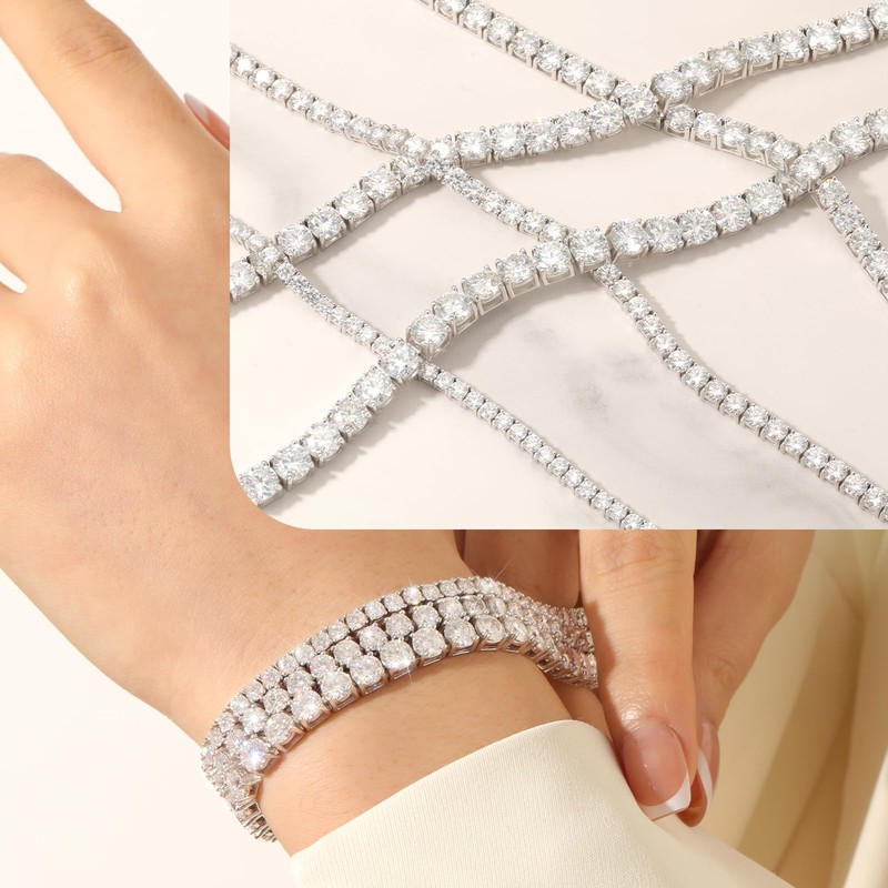 ReyFolop Moissanite Tennis Bracelet for Women - 18K White Gold