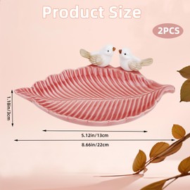 HAOTIAN-X Set of 2 Ceramic Jewellery Bowls, Trinket Dish, Bird Shape Trinket Tray, Decorative Key Tray, Jewellery Coin Holder for Rings, Earrings, Necklaces, Christmas, Thanksgiving, Birthday