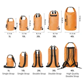 ROCK CLOUD Dry Bag Waterproof 10L Dry Sack for Kayaking Rafting Boating Beach Surfing Swimming Canoe Camping Hiking Fishing Ski, Orange