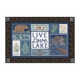 Studio M Live Love Lake All Weather Interchangeable Doormat Insert - 30x18 Inch Eco-Friendly Recycled Rubber Backing - Lakeside