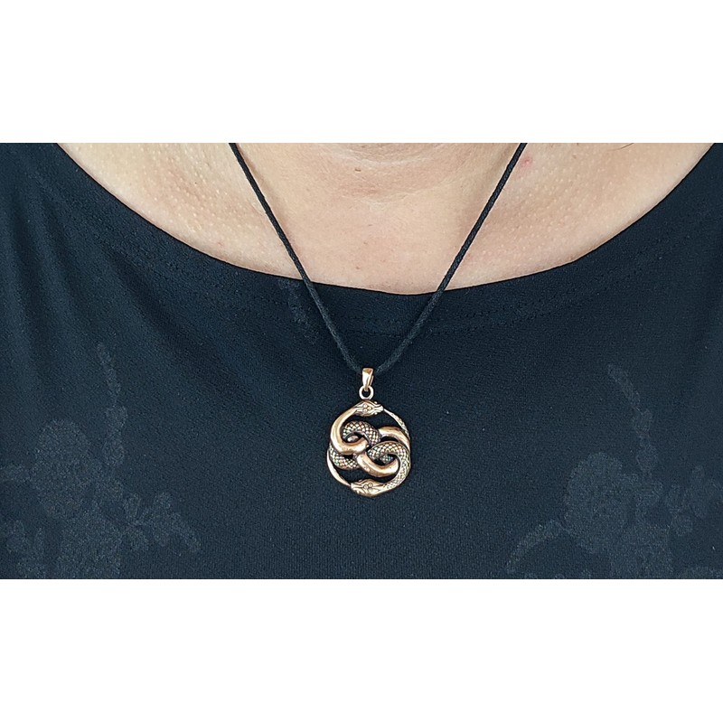 Kiss of Leather Snake Pendant Bronze No.135, Bronze, No Gemstone