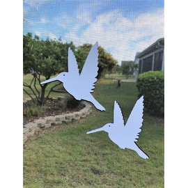 DCentral® Two Hummingbirds Flexible Vinyl Screen Magnets: Double-Sided, for Non-Retractable Screens, White-Easier to See, Helps Stop Walking into Screens, Covers Tears, Size W 4.4" x L 4.5"ea