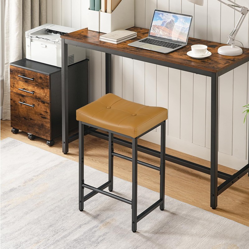 HOOBRO Bar Stools,25.4" Saddle Stools with PU Upholstery, Counter Height