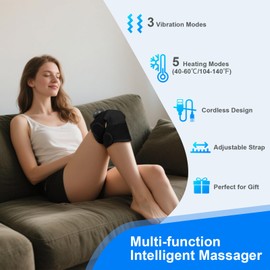 Knee Brace Massager with Heat Vibration, Massage Pain Relief for Joints Elbow Shoulder Ligament and Muscles Injuries, Two Adjustable Straps, for Family Home