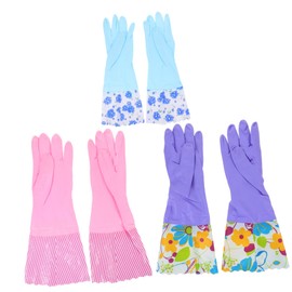 Baluue 3pairs Food Grade Gloves for Dishwashing Kitchen Cleaning Gloves Comfortable and Warm Dishwashing Mitts
