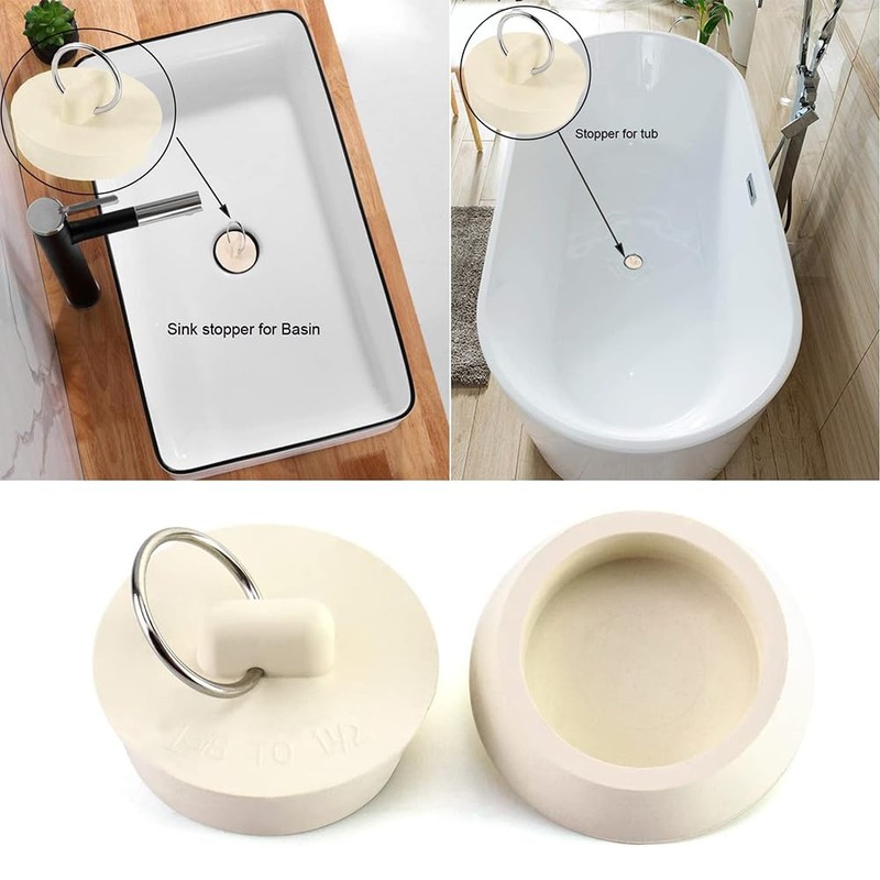4 Pcs Rubber Sink Plug Set, Universal Bath Plug Replacement
