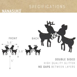 NANASUKO Gender Reveal Cake Topper - Buck or Doe - Double Sided Black Glitter - Premium Quality Made in USA