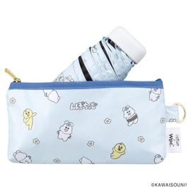 Wpc. NP-23-PA001-102 Parasol, Light Filtering Parasol, Mini (Npochamu), Blue, Folding Umbrella, 19.7 inches (50 cm), For Both Sun and Rain, Light Blocking, UV Protection, 100% Compact, Square Type, Storage Bag, Pouch, Character, Stylish, Cute, Female