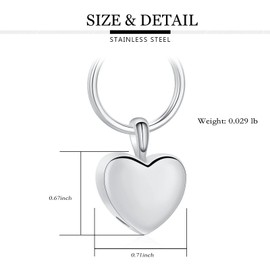 Yinplsmemory Cremation Heart Urn Keychain for Ashes for Women Forever In My Heart Urn Ashes Keepsake Key Ring