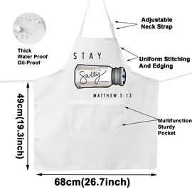 G2TUP Bible Verse Apron Stay Salty Matthew 5:13 Gifts Beach Life Faith Apron Religious Apron Christian Aprons (Stay513 CA)