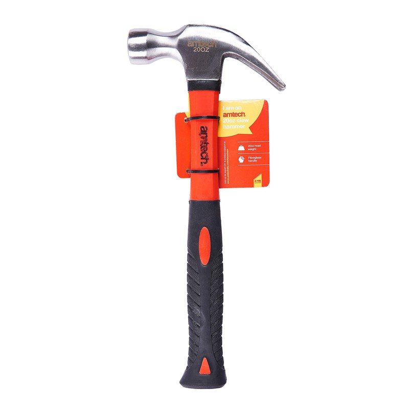 Amtech A0270 20oz (560g) Claw Hammer with fibreglass Shaft